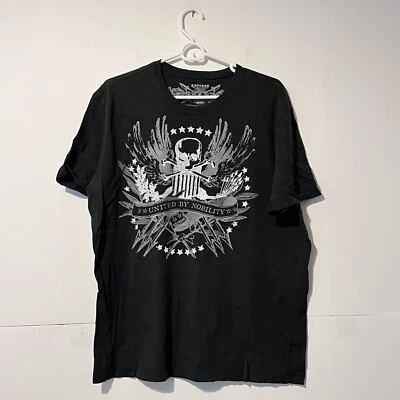 Express Mens T-Shirt Size XL Graphic Print Military Skull Affliction Style Tee - Image 1 of 4