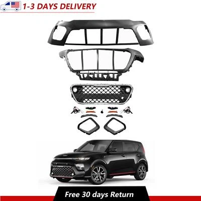 14PCS Complete Bumper Grille W/ Fog Lamps Fit For 2020-2023 Kia Soul Wagon Foto 1 de 4