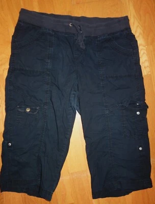 Style & Co. Black Roll Up Leg Elastic Waist Shorts Waist 32" Inseam 17" Size 10 - Image 1 of 3