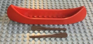 LEGO Red Canoe with Two Oars Paddles, Lake Fishing Boat Camping Stream Indian - Picture 1 of 3