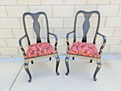 Vintage Queen Anne Style Dining Armchairs Set of 2 *PICK UP ONLY RIVERSIDE, CA Cover