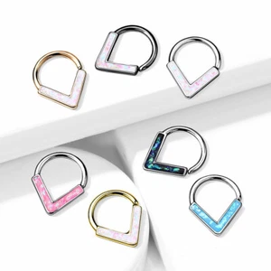 1pc Chevron Opal Glitter Bendable Ring Nose Septum Cartilage Helix Daith Tragus - Picture 1 of 12