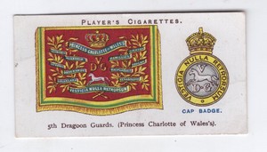 Players Drum Banners & Cap Badges 1924 #08 5th Dragoon Guards Princess Charlotte
