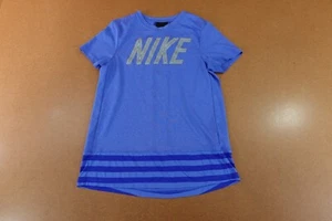 Nike Girls Size Large Blue Short Sleeve Logo Graphic Active Tunic Tee - Picture 1 of 9