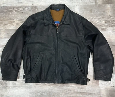 GANT Napa Memphis Mens Sz XL Black Leather Jacket  Wool Lined - Image 1 of 4