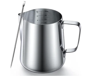 Stainless Steel Milk Frothing Pitcher Cup 350ml (12oz) Coffee Latte Craft Mug - Picture 1 of 8