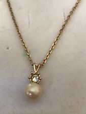 Natural Tahitian Pearl and Diamond Necklace  18” 