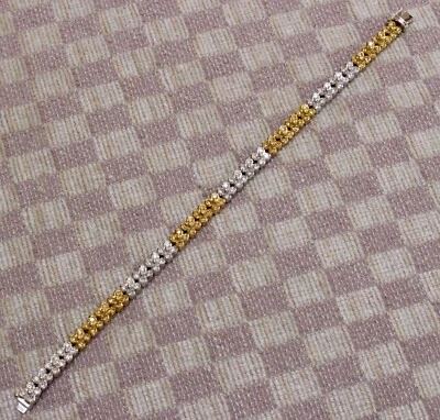 NUEVO BRAZALETE DE DIAMANTES CANARIOS Y BLANCOS (VS/G) ORO 18K 2,25ct (6,875 pulgadas) Foto 1 de 4