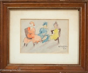 Beautiful Vintage Catherine Tharp Altvater Watercolor Painting Three Women 2/3 - Picture 1 of 6