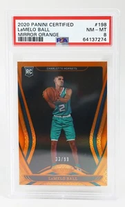 2020 Panini Certified #198 LaMELO BALL Mirror Orange PSA 8 #33/99 RC Rookie - Picture 1 of 4