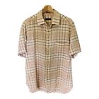 Mens Guess By Marciano Cream Pink Yellow Checked Size XXL Short Sleeve