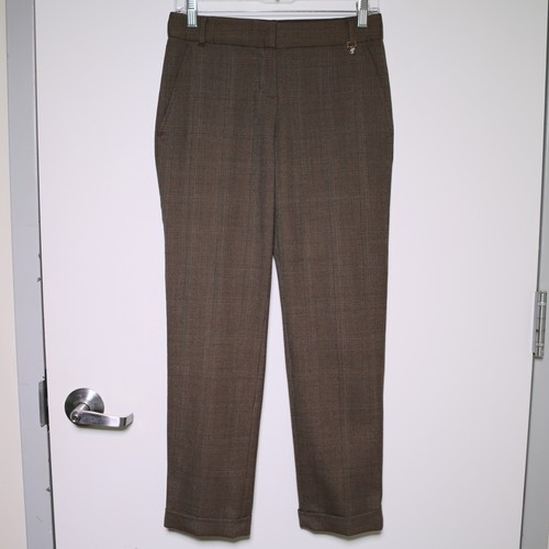 TORY BURCH Pantalone elegante casual marrone a quadri misto lana Donna taglia 0 ?