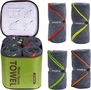 4 Pack Microfiber Camping Towels, Super Absorbent Travel Towels - Picture 1 of 6