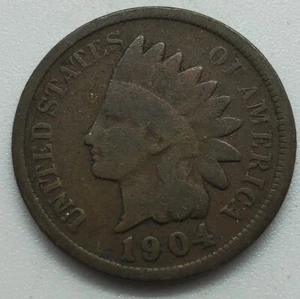 1904 Indian Head Cent Penny US Coin #102 - Picture 1 of 2