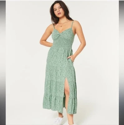Vestido Hollister Twist Busto Atado Floral Midi XS Cottagecore Lechera Bohocore Foto 1 de 4