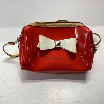 Ted Baker Red Patent Bow Accent Crossbody Purse - Image 1 of 4