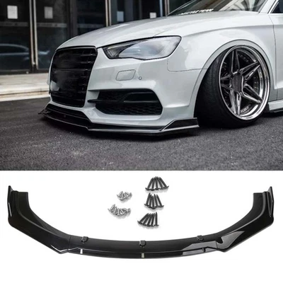 For Audi S3 S4 A4 A5 Glossy Front Bumper Lip Splitter Kit Spoiler Diffuser BE Foto 1 de 4