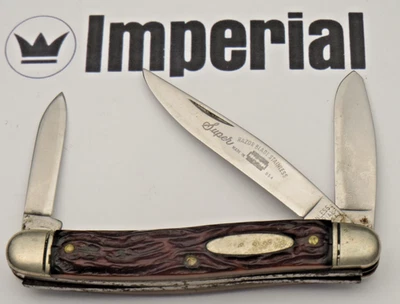 Cuchillo de colección Imperial HOJA DE AFEITAR INOXIDABLE pequeño stock Jigged Delrin MOOR MANS Foto 1 de 4
