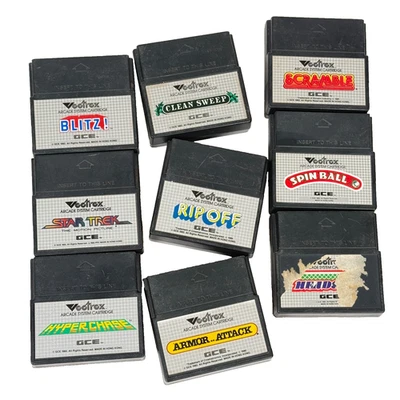 LOT OF 9 - 1983 Vectrex Video Game Cartridge - Untested - Spin Ball, Star Trek + - Bild 1 von 3