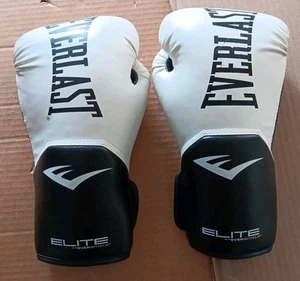 EVERLAST Elite Pro Style BOXING Bag Gloves w/Evershield - White & Black - Picture 1 of 10