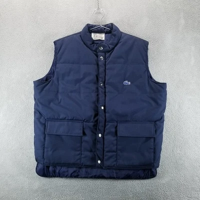 VTG Izod Vest Mens L Blue Quilted Puffer Snap Button Up Pockets 70s 80s - Image 1 of 4