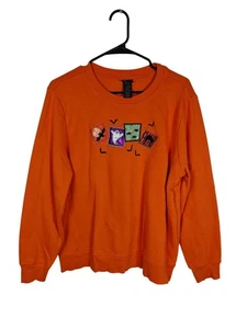 Sudadera Vintage Ediciones Vacacionales Naranja Halloween Talla Grande Fantasma Murciélago Gato - Imagen 1 de 8