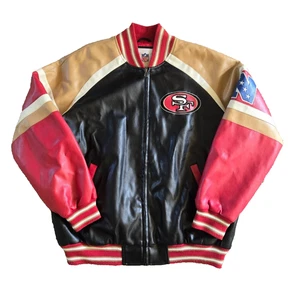 Seltene NFL SAN FRANCISCO 49ERS Bomber Lederjacke XL Embroid. McCaffery, Kittle - Bild 1 von 7