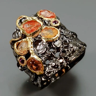 Anillo de zafiro con piedras preciosas de plata de ley 925 talla 8/R425340 Foto 1 de 4