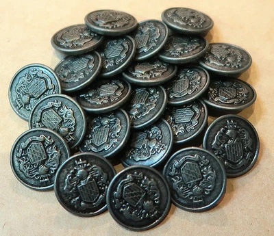 23 VINTAGE COAT OF ARMS DARK PATINA FINISH BUTTONS 20mm UNUSED - Image 1 of 3
