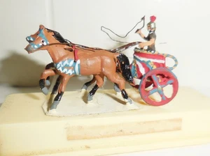 VINTAGE ITALY ART DECO PEWTER HORSE FIGURINE ROMAN CHARIOT WARRIOR DESIGN - Picture 1 of 7