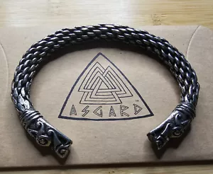Viking Chunky Dragon Head Bracelet Asgard Hand Crafted Pewter - Picture 1 of 3
