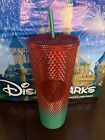 Starbucks Walt Disney World Mickey Mouse Green Red Holiday Studded Tumbler Cup