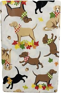 Fall Pets Vinyl Tablecloth Frolicking Puppy Dogs among Falling Leaves Asst. Sz. 