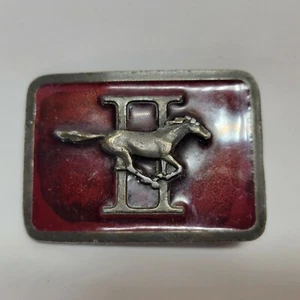 Vintage 1975 Bergamot Brass Works Belt Buckle Ford Mustang II BB37 - Picture 1 of 7
