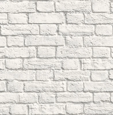 UW24763 Cologne Painted Brick Wallpaper in Off White Fresh Farmhouse Look - Image 1 of 4