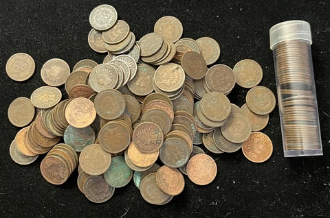 50 Coins ~ Indian Head Penny Cent Roll Lot ~ Cull Ugly ~ Assorted Dates ~ L17 Cover