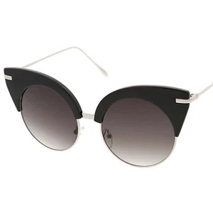 Fierce and Round Women's Statement Sunglasses Black Large Cat Eye Design - Picture 1 of 2