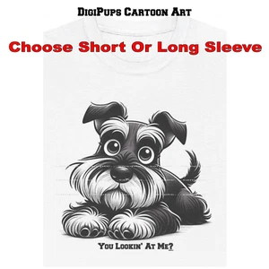 DigiPups Schnauzer Hund Rasse You Lookin' At Me lustige Cartoon T-Shirt S-5X - Bild 1 von 7