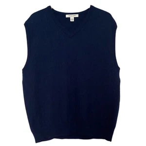 Pronto Uomo Men's Navy Blue Ribbed Knit Merino Wool Sweater Vest Size XL - Picture 1 of 4