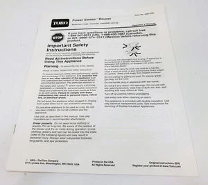 Toro Power Sweep Blower Operator's Manual 51586 - Bild 1 von 3