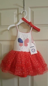Little Me Americana Butterfly w/Flag Patriotic  Tutu & Headband Bodysuit  2T - Picture 1 of 6