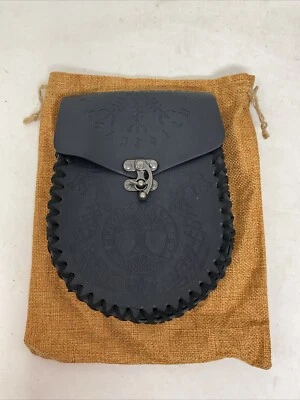 Paquete lateral retro medieval de cuero sintético nórdico en relieve cinturón bolsa bolso renacentista Foto 1 de 4