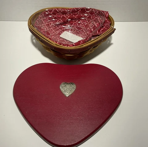 Longaberger 2009 Sweetheart Tender Heart Basket Combo w Lid Liner and Protector Cover