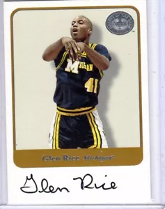 2001 FLEER GREATS OF THE GAME GLEN RICE "WOLVERINES/HEAT" AUTOGRAPH AUTO - Bild 1 von 1