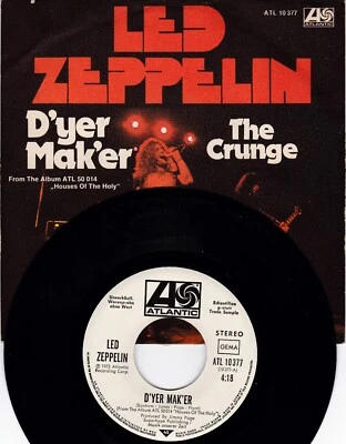 D'yer Mak'er. German ATL 10377. Promo. Trades. Led Zeppelin. White label - Image 1 of 4