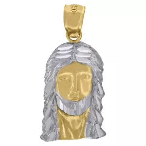 10k Two-Tone Gold Jesus Religious Charm Pendant for Mens 1.2gm - Picture 1 of 3