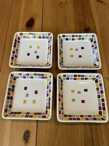 Simple Additions by Pampered Chef Mosaic Tiles 4 Small Square Plates shiny - Picture 1 of 6