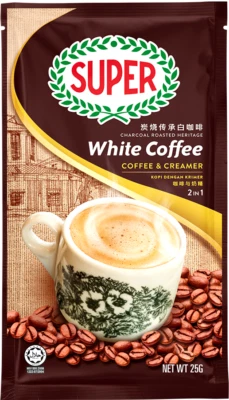 Café blanco tostado al carbón súper 2 en 1 (café y crema) 50 sobres x 25 g Foto 1 de 4