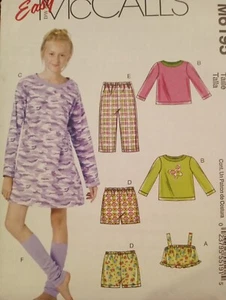Sz 7-14 Girls Loungewear Pajamas Shorts Tops McCall's M6195 Nightshirt - Picture 1 of 3