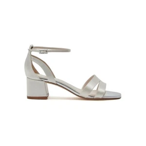 Zara - Rainbow Club Ivory Satin Block Heel Wedding Sandal - Picture 1 of 5